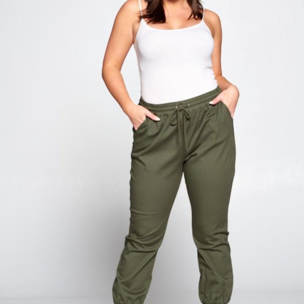 Plus Size Twill Jogger Pants